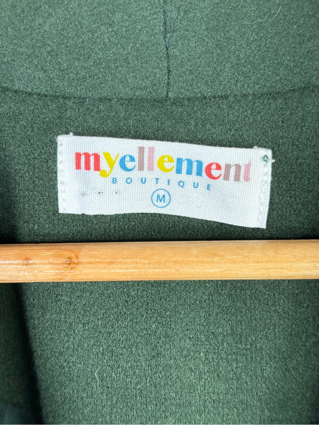 Myellement Boutique Forest Green Winter Coat One Button Closure Medium Nwot — image 4 of 8
